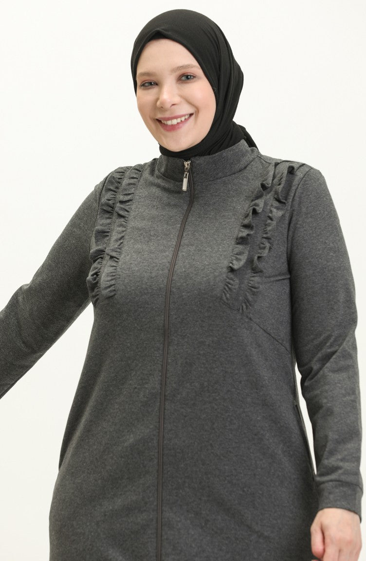 Plus Size Ruffle Detailed Sports Abaya