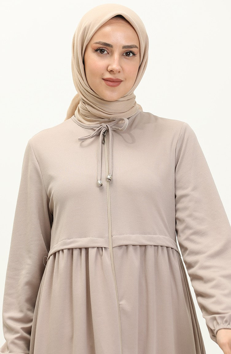 Shirred Zippered Abaya