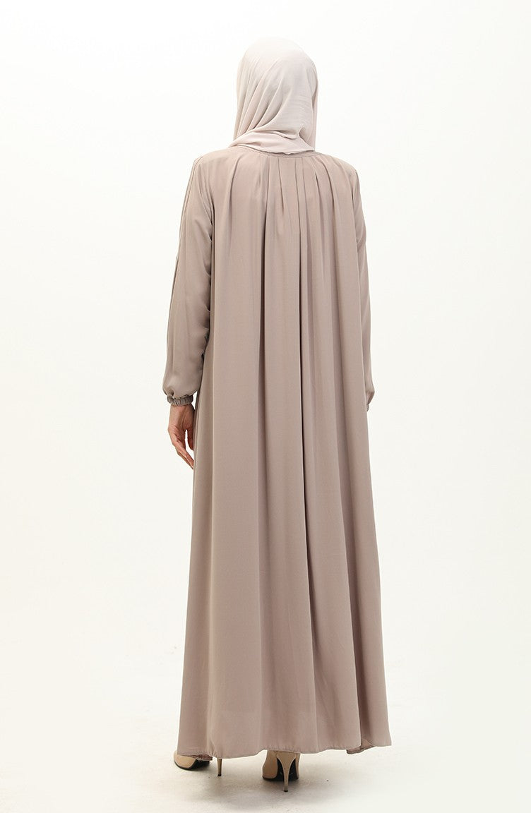 Pleated Zippered Abaya
