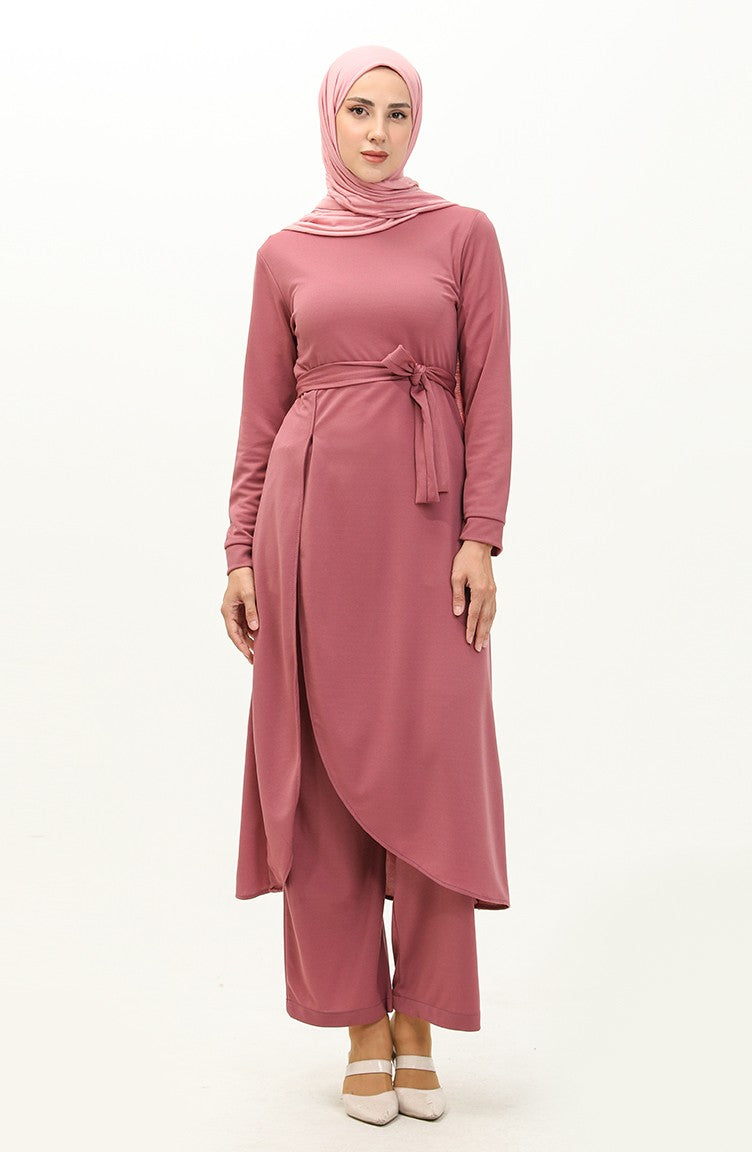 Slit Tunic Trousers Two Piece Suit 