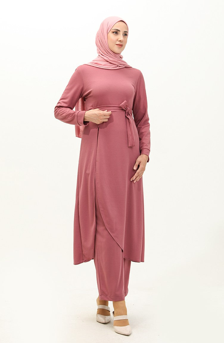 Slit Tunic Trousers Two Piece Suit 