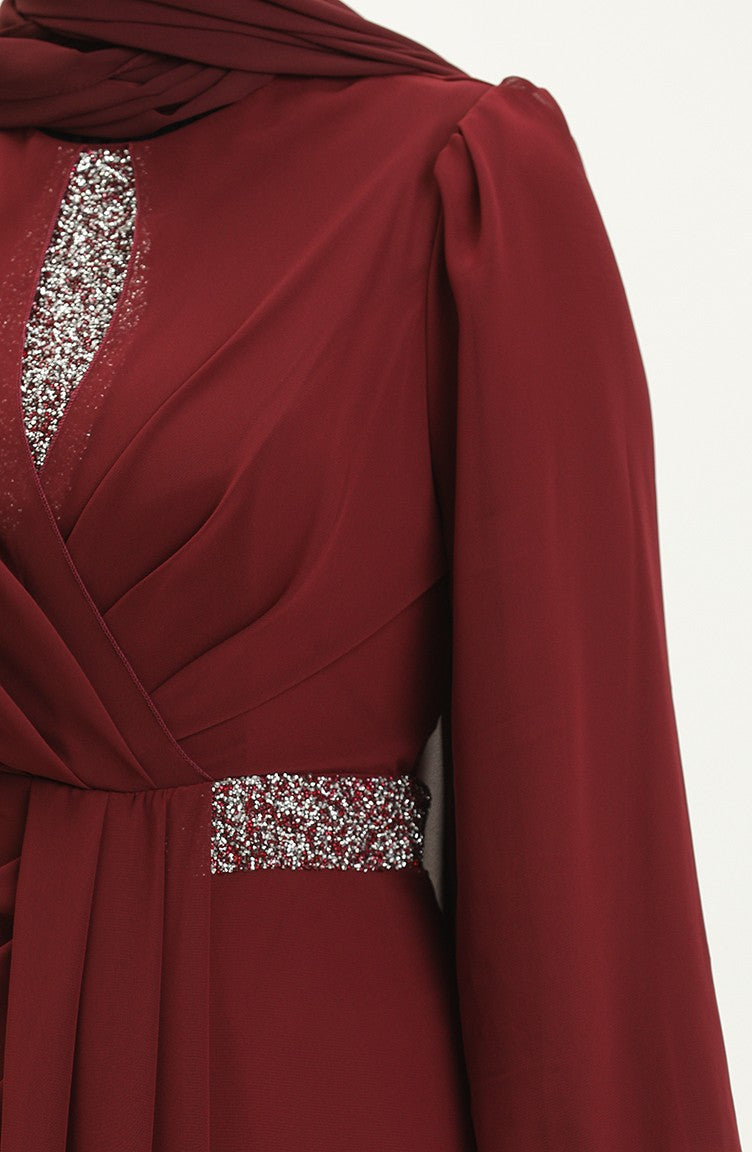 Embroidered Detail Evening Dress