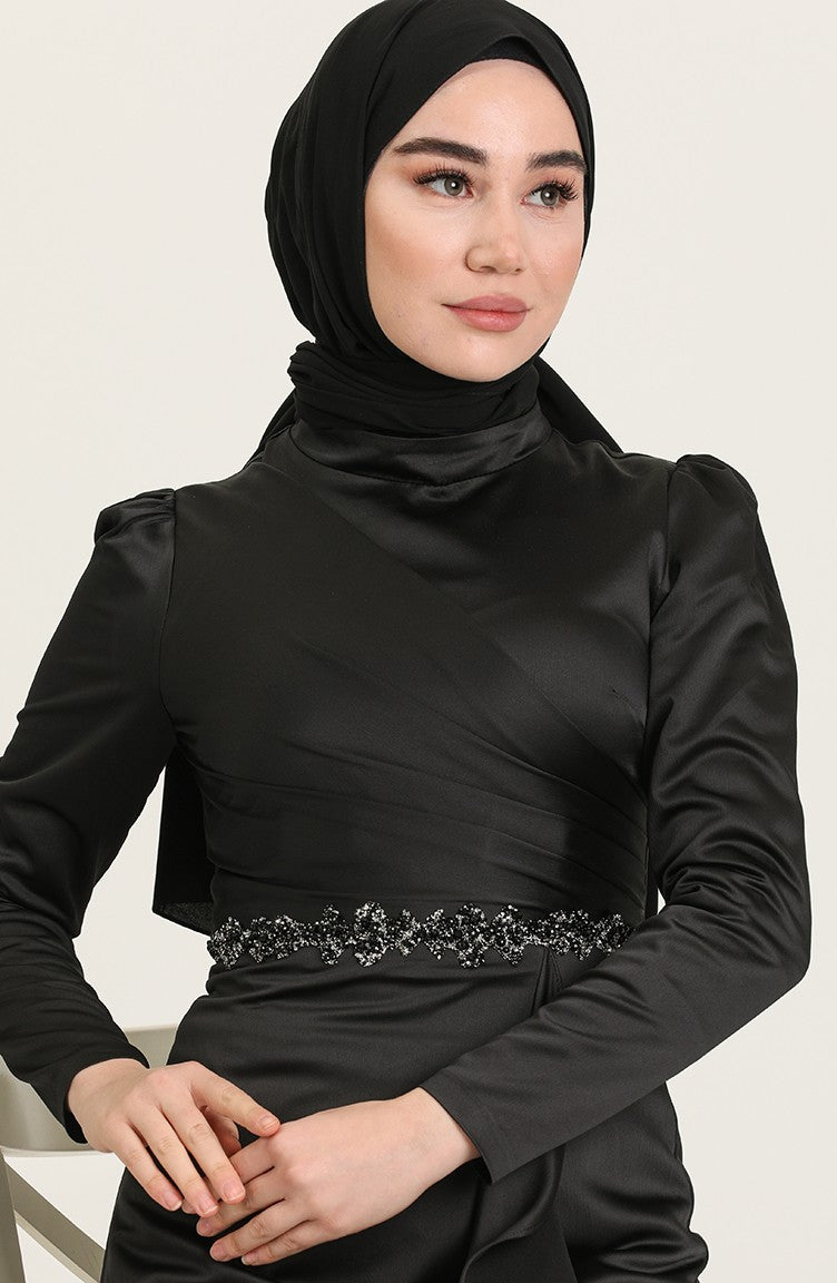 Black Hijab Evening Dress