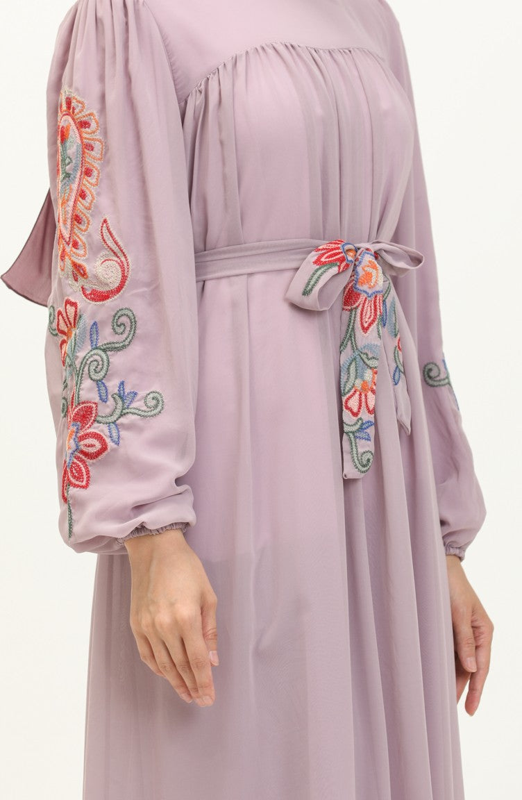 Embroidered Chiffon Dress
