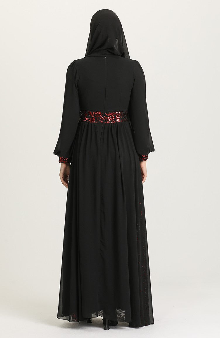 Claret Red Hijab Evening Dress 